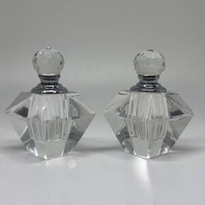 2 Vintage ? Faceted Perfume Bottles Screw Top Glass Dauber applicator